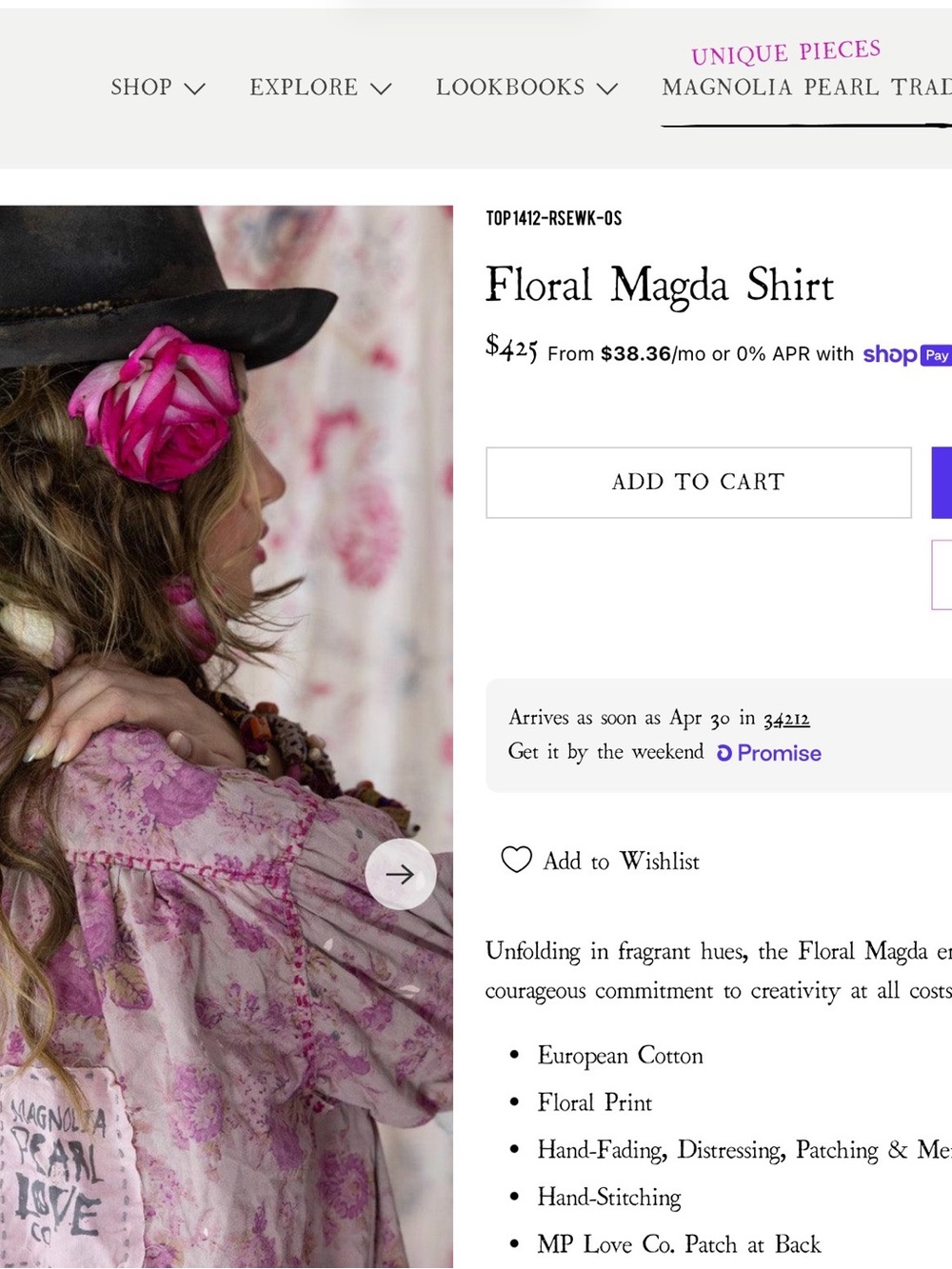magnolia Pearl Rosewalk Bohemian Pink Floral Duster Coat OS - Picture 10 of 11